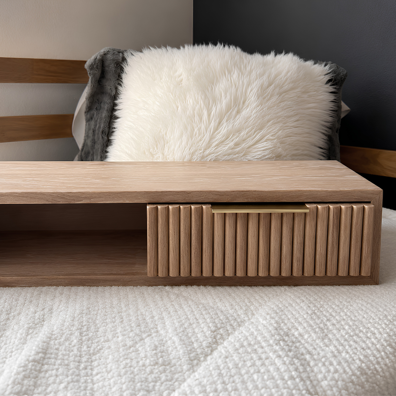 Floating Nightstand with Fluted Drawer