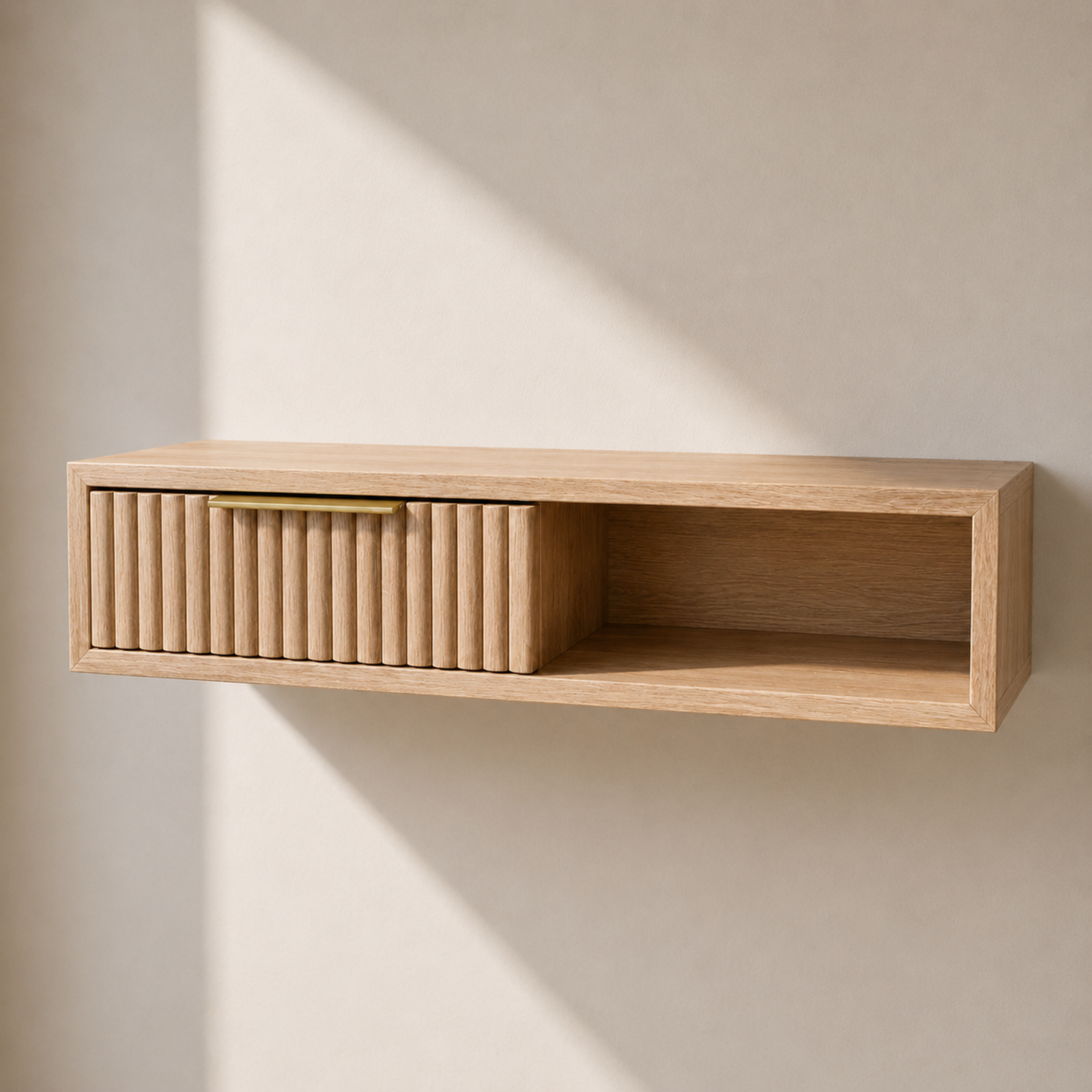 Floating Nightstand with Fluted Drawer