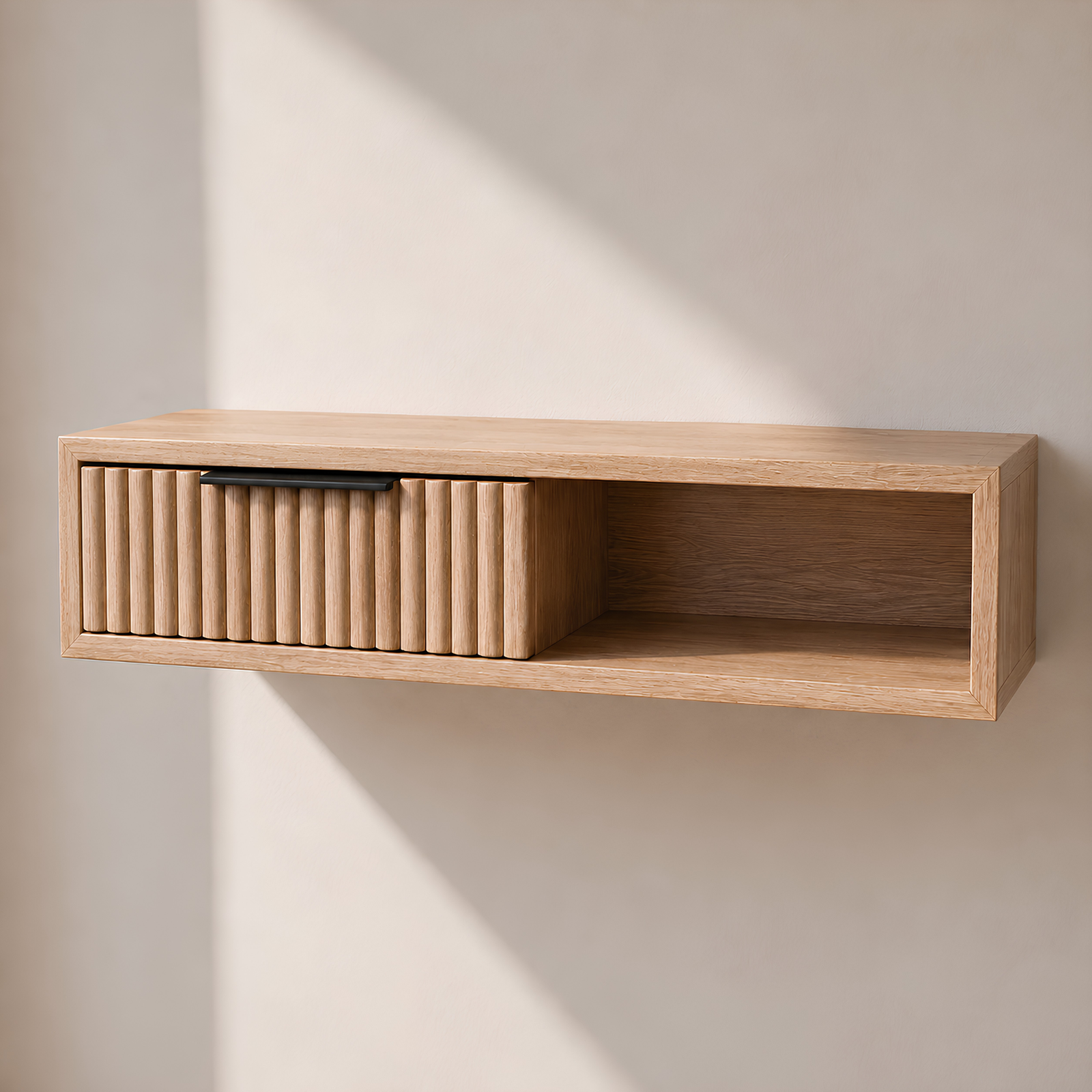 Floating Nightstand with Fluted Drawer