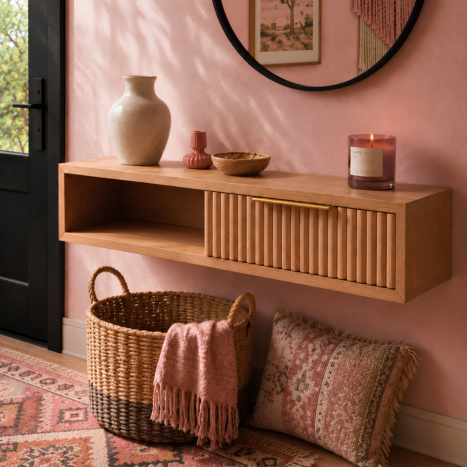 Floating Nightstand with Fluted Drawer